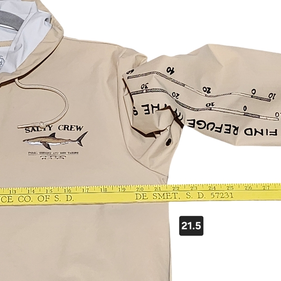 SALTY CREW Bruce Snap Jacket Mens Medium Cream Fishing Surf - Picture 13 of 13